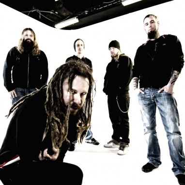 in flames
