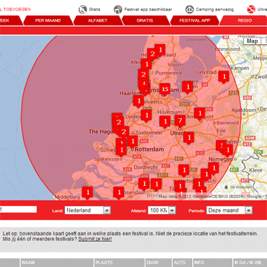 Festivalinfo regio zoeken
