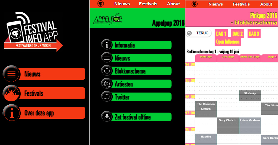 screenshot Festivalinfo app